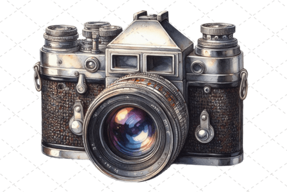 Download RetroSnap Watercolor Vintage Camera Art - Premium Resources