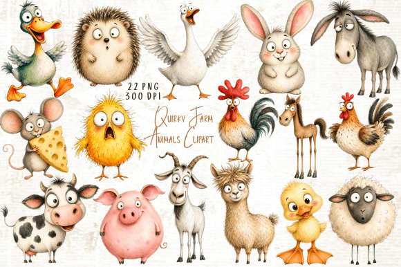 Download Quirky Farm Animals Clipart PNG - Farm animals Collection