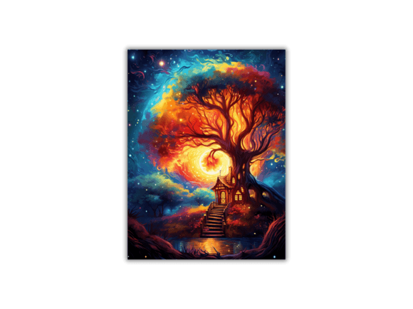 Download Watercolor House in a Tree- Art Print - Print Collection