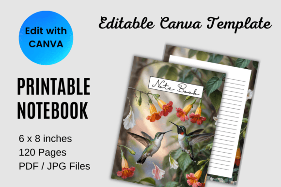 Download Hummingbird Floral Printable Notebook - Print Collection