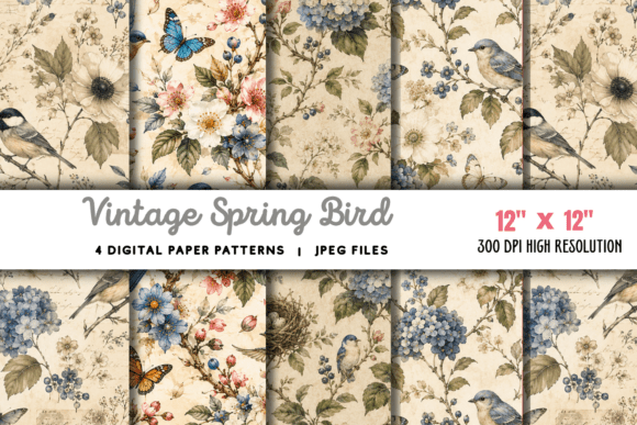 Download Vintage Spring Bird Junk Journal 5 - Junk journal Collection