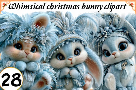 Download Whimsical Christmas Bunny Clipart Bundle - Bunny clipart Collection