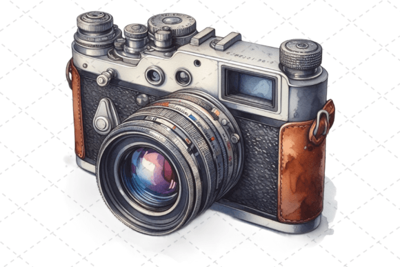 Download RetroSnap Watercolor Vintage Camera Art - Vintage camera Collection