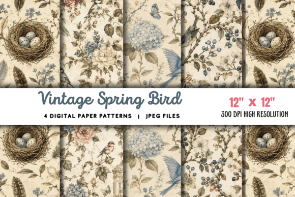 Download Vintage Spring Bird Junk Journal 6 - Junk journal Collection